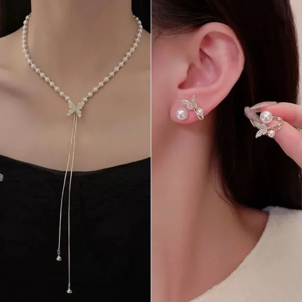 Butterfly Bliss Set ✨🦋 (Necklace + Earrings) - Combo